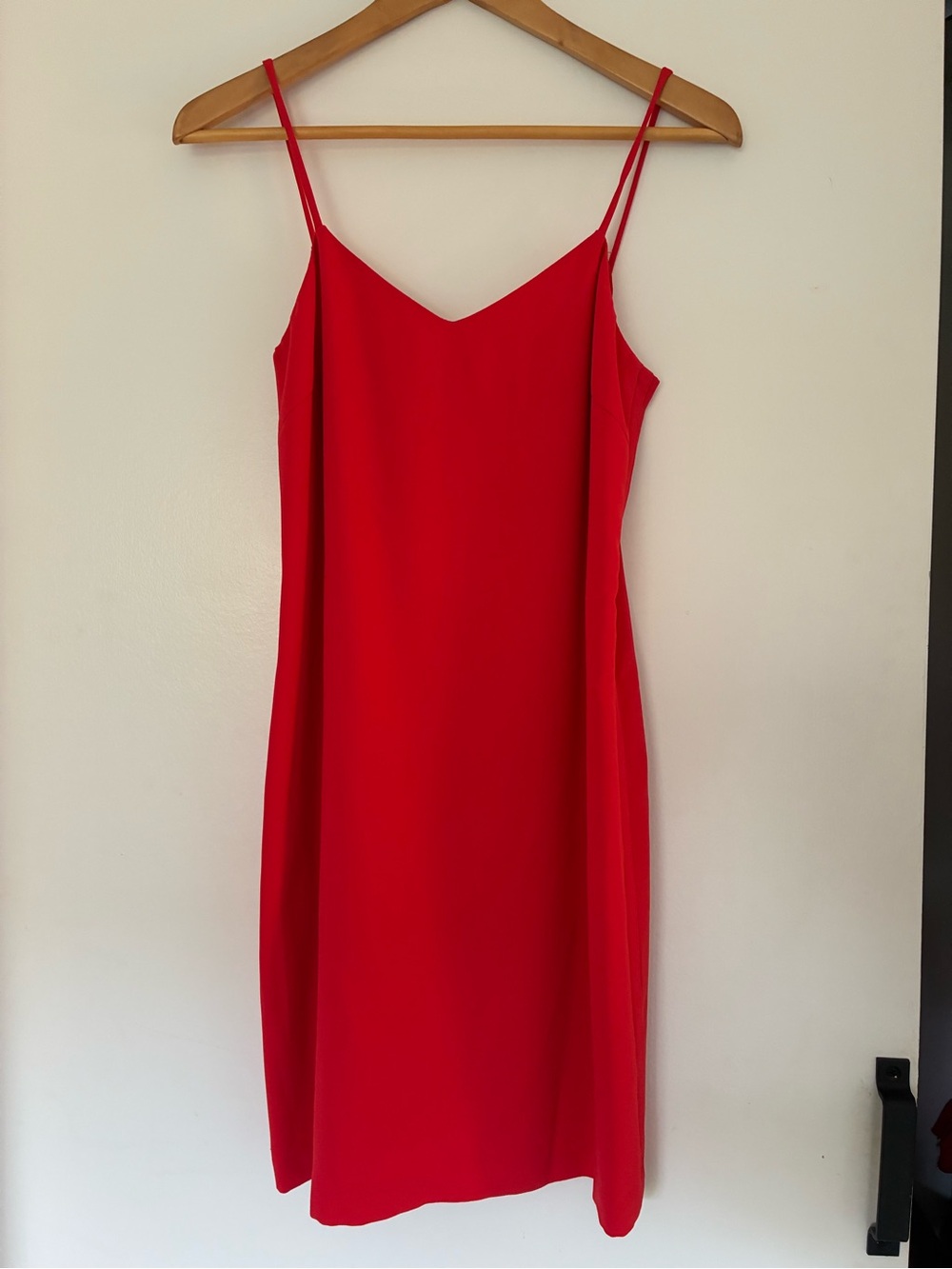 Trina Turk Red Satin Slip Dress  Strappy V-Neck Midi Dress | Made in California